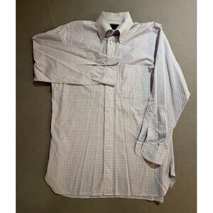 Ben Silver Charleston Shirt Adult 14 1/2-32‎ L White Check Button Up Dress Mens.